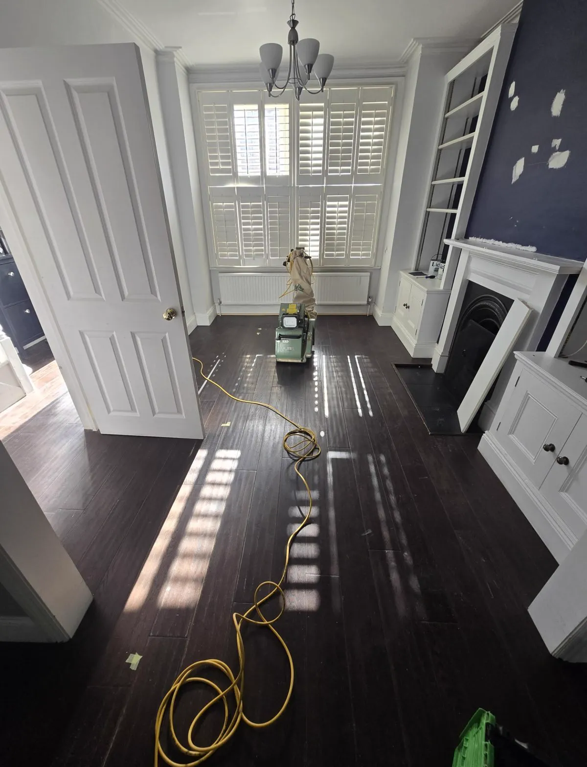 Oak hardwood floor freshly sanded and finished