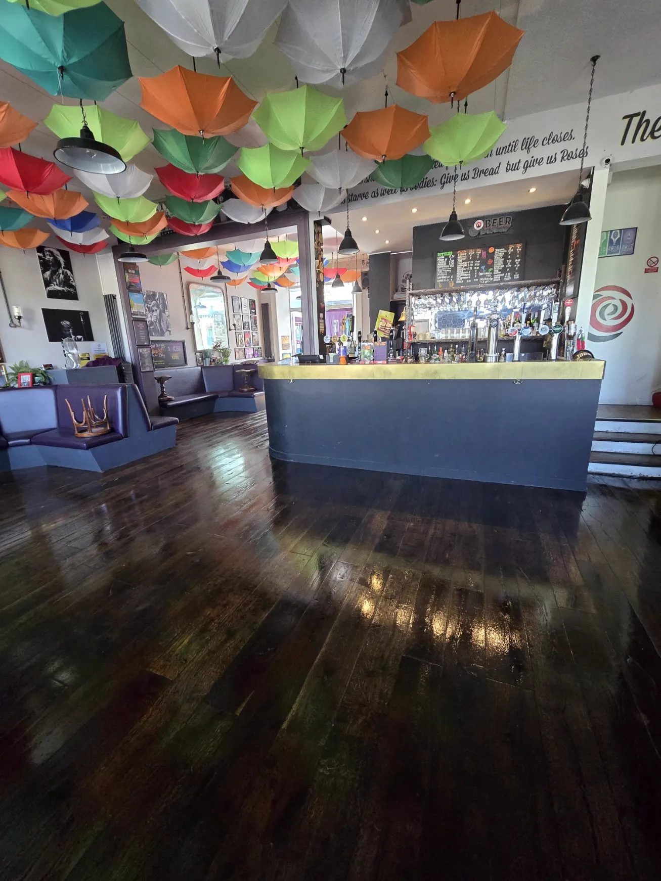Re-oiled wooden floor at The Bread and Roses pub in Clapham by Howard Naish
