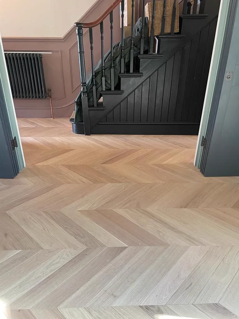 Chevron oak floor in a Dulwich Village period home