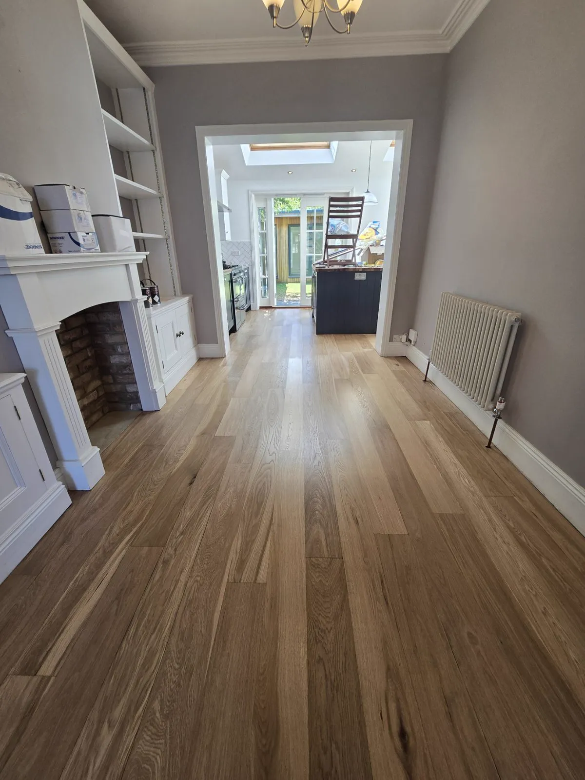 Oak boards freshly sanded and sealed under lacquer by Howard Naish
