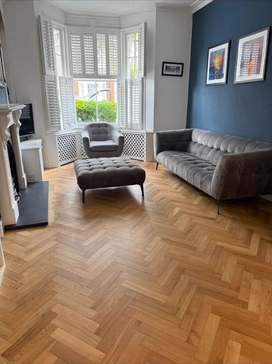 Herringbone parquet floor restored by Howard Naish in Wimbledon